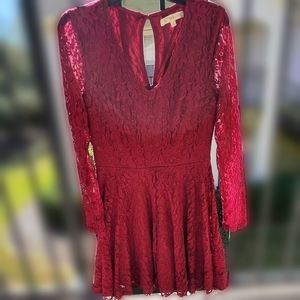 Red Lace Long Sleeve Dress
